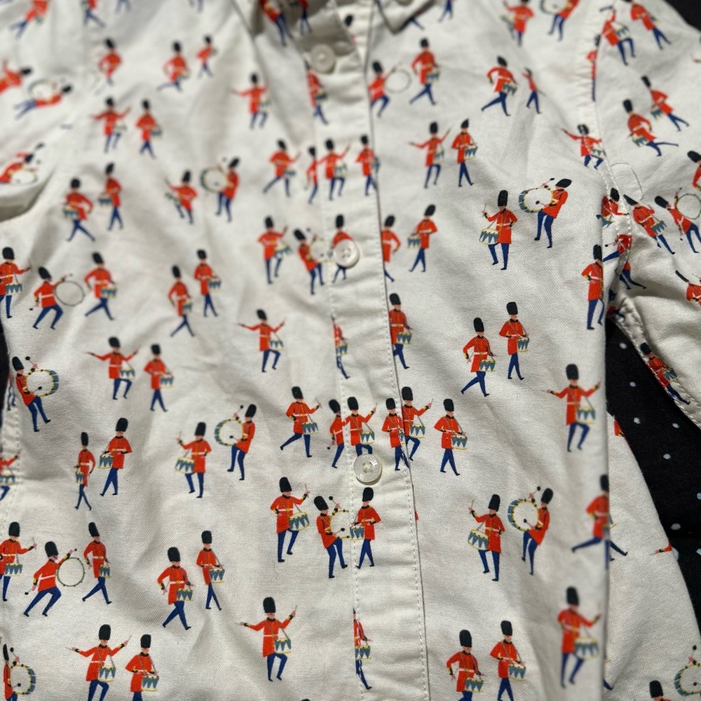 Mini Boden White Shirt with Colorful Print